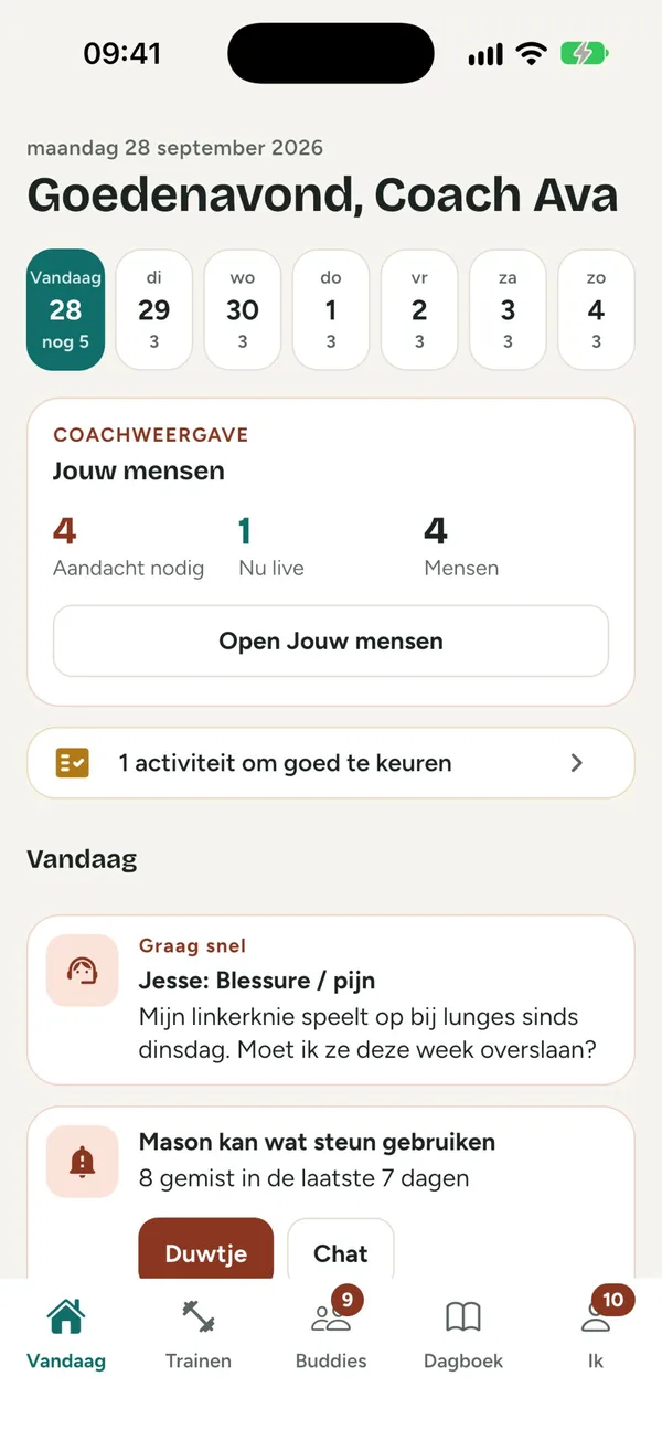 Vandaag voor een coach